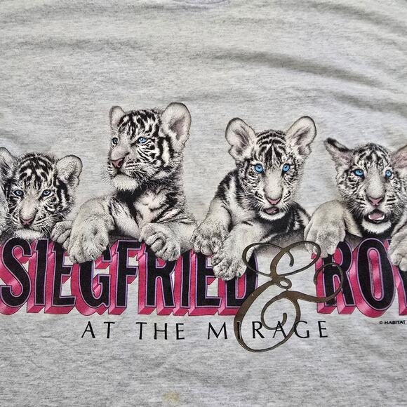 Siegfried and Roy Vintage VTG Grey Double Layered T Shirt Signal Sports XL Y2K - Picture 5 of 10